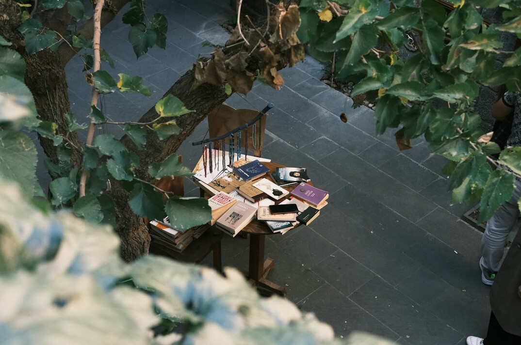 old book on wooden table