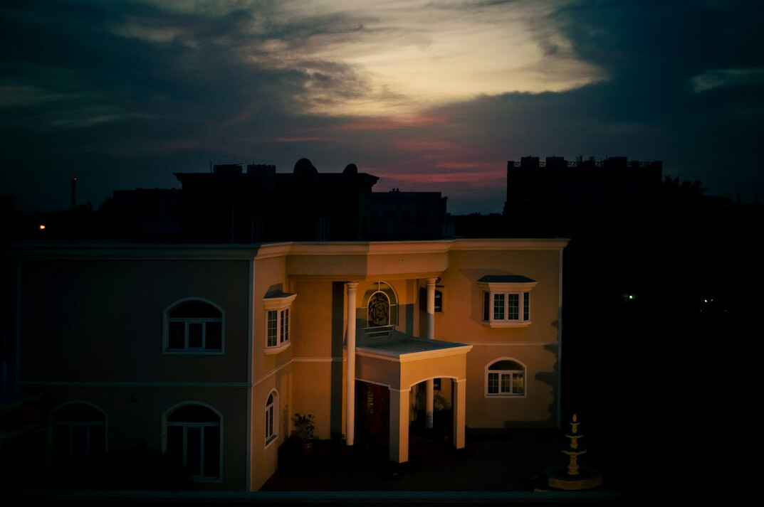 mysterious mansion at night