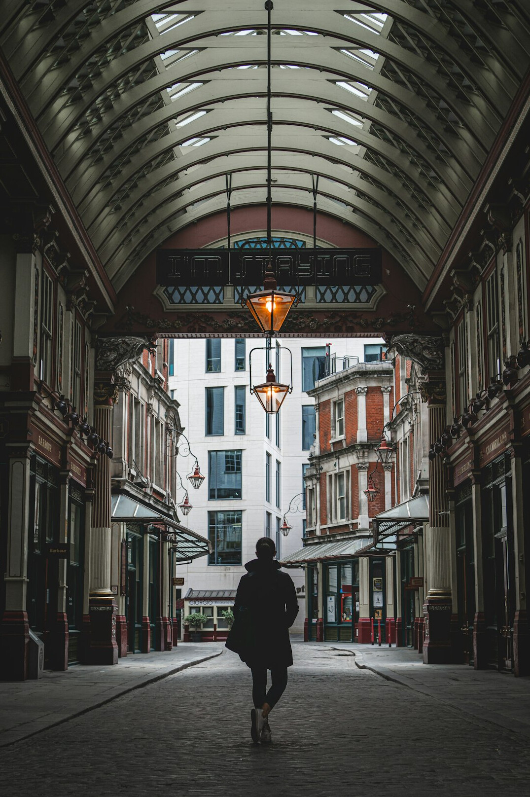 person running through city
